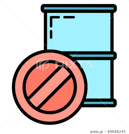 Stop use barrel oil industry, world oil pollution by petroleum concept icon, green eco earth cartoon flat vector illustration, isolated on black. 89688245