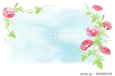 背景素材：水彩風　青空と朝顔（団十郎） 89688939