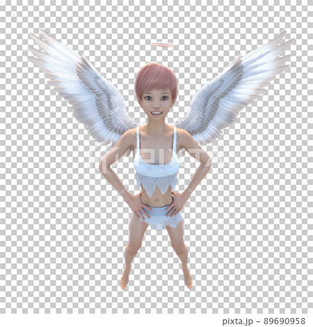 美腿天使燙髮3DCG插畫素材 89690958