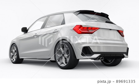 Compact urban premium car in a white hatchback on a white isolated background. 3d illustration Compact urban premium car in a white hatchback on a white isolated background. 3d illustration 89691335