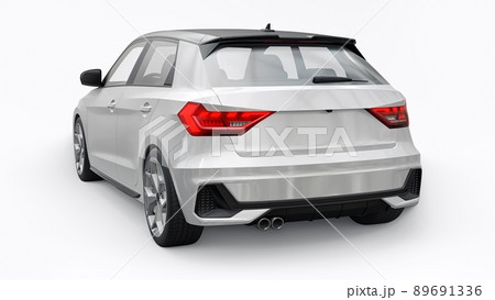 Compact urban premium car in a white hatchback on a white isolated background. 3d illustration Compact urban premium car in a white hatchback on a white isolated background. 3d illustration 89691336