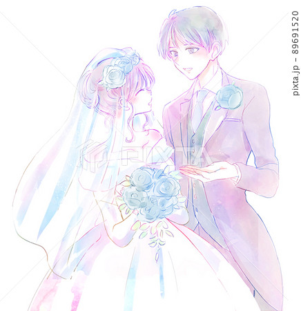 結婚式の新郎新婦　青系 89691520