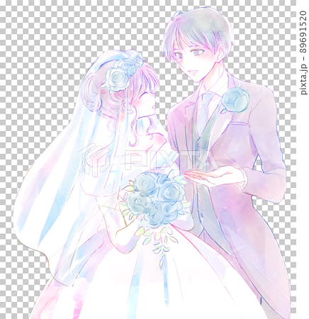 結婚式の新郎新婦　青系 89691520