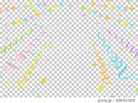 Kusudama-style frame vector material / ribbon / confetti / pastel color / Easter / baby 89692089