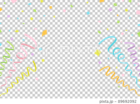 リボンと紙吹雪のクラッカーフレーム素材/ベクター/パステルカラー/イースター/ベビー リボンと紙吹雪のクラッカーフレーム素材/ベクター/パステルカラー/イースター/ベビー 89692092