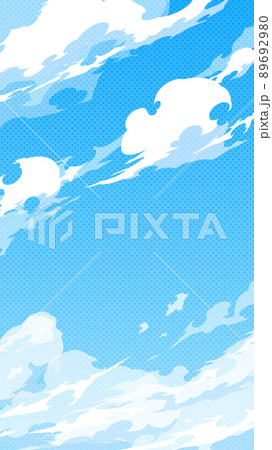 かっこいい雲と空の背景イラスト_アメコミ風_16:9_縦 89692980