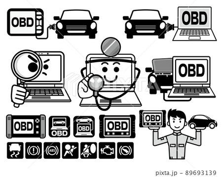 OBD点検車検アイコン（モノクロ） 89693139
