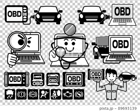OBD点検車検アイコン（モノクロ） 89693139