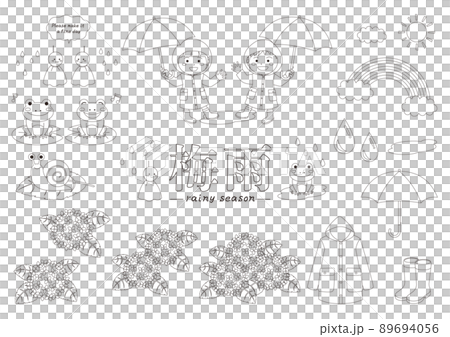 Rainy season illustration_set_line drawing 89694056