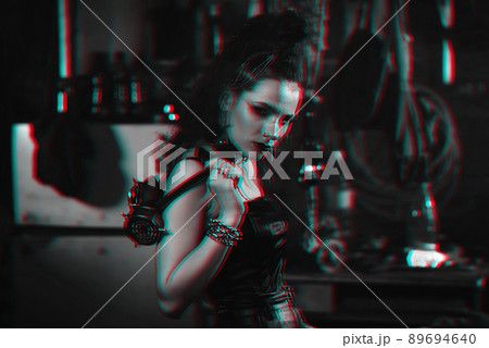 futuristic girl in cyberpunk style of future cosplays a virtual character of computer game in image of a military soldier futuristic girl in cyberpunk style of future cosplays a virtual character of computer game in image of a military soldier 89694640