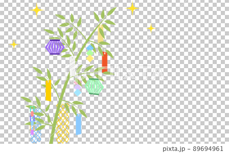 Tanabata Festival, bamboo leaves decorated with strips, copy space 89694961