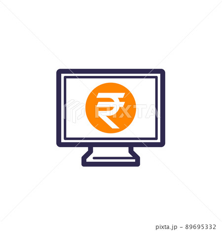 internet banking icon with indian rupee 89695332