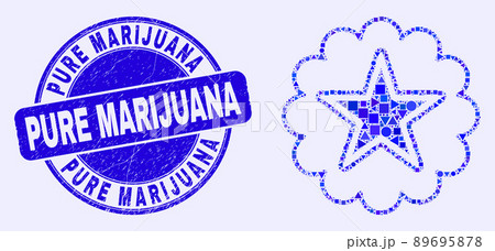 Blue Scratched Pure Marijuana Seal and Star Rosette Mosaic 89695878
