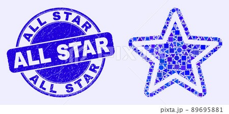 Blue Distress All Star Stamp Seal and Star Mosaic Blue Distress All Star Stamp Seal and Star Mosaic 89695881