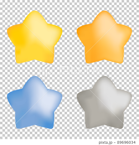 Rounded three-dimensional 3D star set - Stock Illustration [89696034 ...