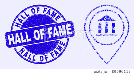 Blue Scratched Hall of Fame Stamp and Museum Map Marker Mosaic Blue Scratched Hall of Fame Stamp and Museum Map Marker Mosaic 89696115