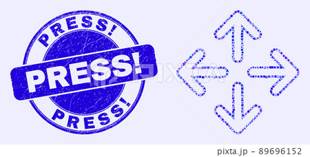 Blue Distress Press Exclamation Stamp and Meeting Point Arrows Mosaic Blue Distress Press Exclamation Stamp and Meeting Point Arrows Mosaic 89696152