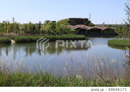 イイナパーク川口より望む、川口市めぐりの森（火葬場） 89696173