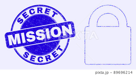 Blue Scratched Secret Mission Seal and Lock Mosaic 89696214
