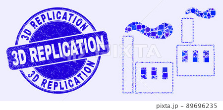 Blue Grunge 3D Replication Seal and Industrial Factory Mosaic Blue Grunge 3D Replication Seal and Industrial Factory Mosaic 89696235