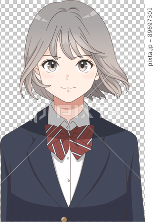 頭髮隨風飄揚的女學生 上衣 絲帶 短髮 89697301
