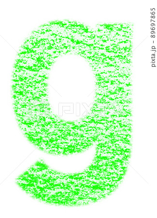 クレヨンで描かれたアルファベット g 小文字 緑色 背景白 高解像度 パス付 他色有り 89697865