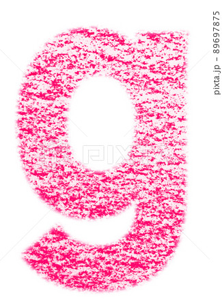 クレヨンで描かれたアルファベット g 小文字 赤色 背景白 高解像度 パス付 他色有り 89697875