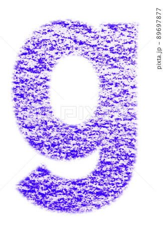 クレヨンで描かれたアルファベット g 小文字 青紫色 背景白 高解像度 パス付 他色有り 89697877
