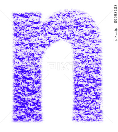 クレヨンで描かれたアルファベット n 小文字 青紫色 背景白 高解像度 パス付 他色有り 89698188