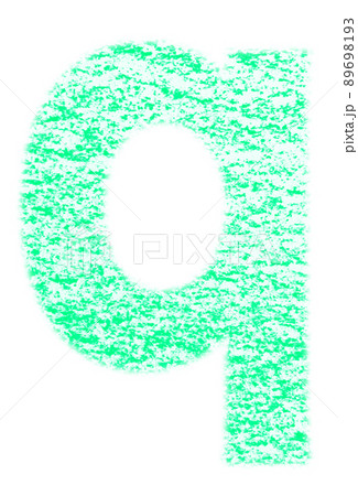 クレヨンで描かれたアルファベット q 小文字 青緑色 背景白 高解像度 パス付 他色有り 89698193