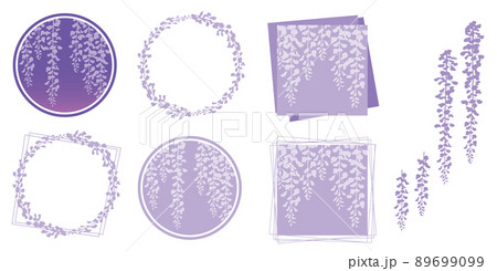 藤の花のフレーム、マーク等のデザイン素材 藤の花のフレーム、マーク等のデザイン素材 89699099