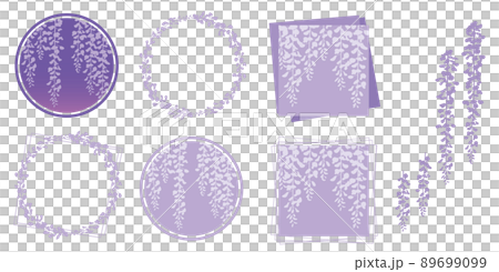 藤の花のフレーム、マーク等のデザイン素材 藤の花のフレーム、マーク等のデザイン素材 89699099