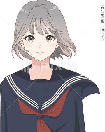 髪が風になびく女子学生 向上心 やる気 セーラー服 ショートヘア 髪が風になびく女子学生 向上心 やる気 セーラー服 ショートヘア 89699406