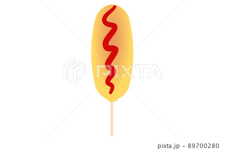 露店の食べ物、ケチャップを塗ったアメリカンドッグ 89700280