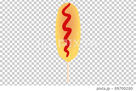 露店の食べ物、ケチャップを塗ったアメリカンドッグ 89700280