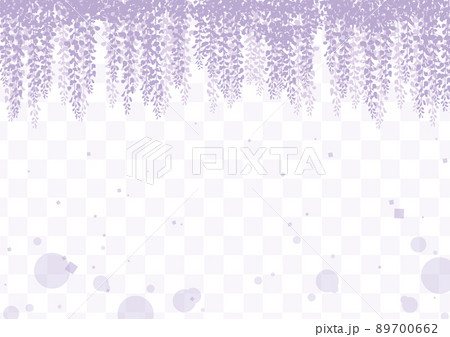 満開の藤の花が上から垂れ下がる和風なイメージ背景（白色） 89700662