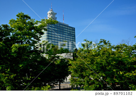 ケヤキ並木から見るパークコート渋谷ザ・タワーとNHK放送センター 89701102