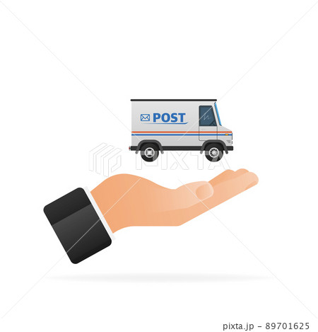 Vector illustration template. Post truck with hand. 89701625