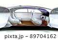 The driverless car opens its doors, transforming the cabin. 89704162
