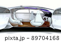 The driverless car opens its doors, transforming the cabin. 89704168