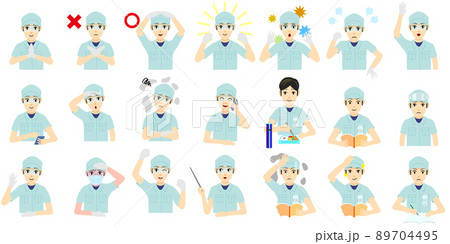 作業服の男性 夏服 半袖帽子ゴーグル (セット) 作業服の男性 夏服 半袖帽子ゴーグル (セット) 89704495