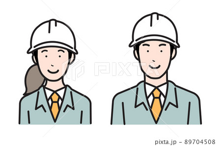 建設作業員の男性と女性の上半身のイラスト 建設作業員の男性と女性の上半身のイラスト 89704508