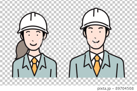 男性和女性建築工人上半身的插圖 男性和女性建築工人上半身的插圖 89704508