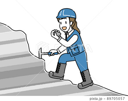 地質調査をする女性（シンプルカラー） 89705057