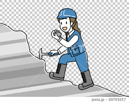 地質調査をする女性（シンプルカラー） 89705057