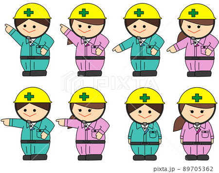 働く作業員2人組　指さし確認セット 89705362