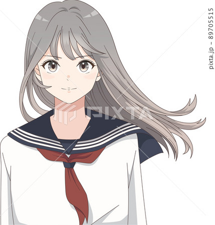 髪が風になびく女子学生 向上心 やる気 セーラー服 ロングヘア 髪が風になびく女子学生 向上心 やる気 セーラー服 ロングヘア 89705515