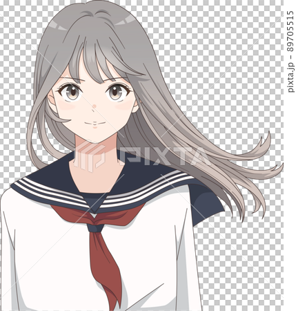 髪が風になびく女子学生 向上心 やる気 セーラー服 ロングヘア 髪が風になびく女子学生 向上心 やる気 セーラー服 ロングヘア 89705515