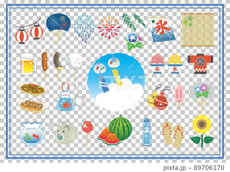 夏の風物詩 素材セット  89706170