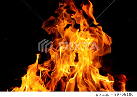 Abstract fire flame. Fire flames on black background. 89706186